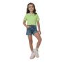 Imagem de Shorts Malwee Estampado com Puídos Jeans Carinhoso Menina Tam 10 ao 18 Infantil Feminino