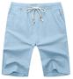 Imagem de Shorts Masculinos de Linho Casual HORSSLE - Azul Celeste - Cintura Elástica