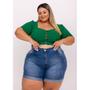 Imagem de Shorts Meia Coxa Jeans Feminino  Com Elastano