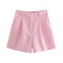 Imagem de Shorts Plissados Baggy de Cintura Alta - Preto, Rosa e Branco - Moda Casual de Verão