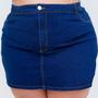 Imagem de Shorts Saia Jeans Ane Plus Size Azul Escuro Modela Bumdum