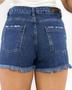 Imagem de Shorts Saia Jeans com Bordado de Paete Frontal e Barra Desfiada 22466 Escura