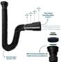 Imagem de Sifão De Plástico Preto Fosco Sanfonado Universal Para Pia Cuba Cozinha Banheiro Sifão PVC Flexível Tubo Extensível Tanque Lavatório Black