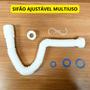 Imagem de Sifão Tigre Sanfonado Ajustável Extensível Pia Branco Lavatorio Tanque Cozinha Universal Anti Odor