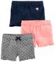 Imagem de Simple Joys by Carter's Toddler Girls' Knit Shorts, Pack of 3, Pink/Grey/Navy, 2T