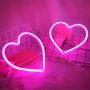 Imagem de Sinal de Luz Neon LED em Forma de Coração Rosa - Luz Noturna com Alimentação USB