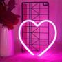 Imagem de Sinal de Luz Neon LED em Forma de Coração Rosa - Luz Noturna com Alimentação USB