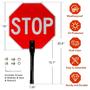 Imagem de Sinal de trânsito Faittoo Stop Slow 18x18 em alumínio com alça de metal