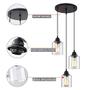 Imagem de Sinmila 3-Lights Luz pendente industrial com sombra de vidro Matte Preto Pendente Iluminação Ajustável Industrial Retro Estilo Pendurado Luminária para Cozinha, Farmhouse