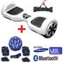 Imagem de Skate Elétrico Hoverboard 6.5 BRANCO + Kit de Proteção Azul Bluetooth, LED - Bateria Samsung Bolsa - Smart Balance