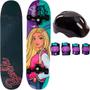 Imagem de Skate Infantil Barbie C/ Kit De Segurança F00105C - Fun