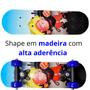 Imagem de Skate Infantil Unissex Estampado Montado Completo Suporta 30Kg Resistente Rodas Macias 