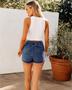 Imagem de Skort luvamia, saia jeans de cintura alta, azul atlântico
