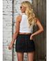 Imagem de Skorts Vetinee, saia jeans com shorts para mulheres, preta, pequena