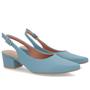 Imagem de Slingback Azul Salto Bloco Couro Bico Fino