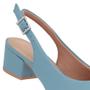 Imagem de Slingback Azul Salto Bloco Couro Bico Fino