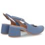 Imagem de Slingback Azul Salto Bloco Couro Recorte V