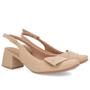 Imagem de Slingback Bege Salto Bloco Couro Enfeite