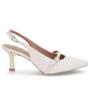 Imagem de Slingback Branco Salto Fino Couro Tira Enfeite