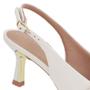 Imagem de Slingback Branco Salto Fino Couro Tira Enfeite