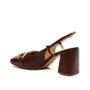 Imagem de Slingback Couro Marrom Salto Bloco Cecconello 2387002-18