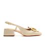 Imagem de Slingback Couro Off White Salto Baixo Cecconello 2390001-2