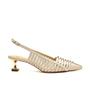 Imagem de Slingback Couro Off White Salto Baixo Cecconello 2393008-5