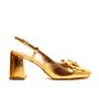 Imagem de Slingback Couro Ouro Salto Bloco Cecconello 2387002-3