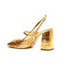 Imagem de Slingback Couro Ouro Salto Bloco Cecconello 2487001-2