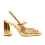 Imagem de Slingback Couro Ouro Salto Bloco Cecconello 2487001-2