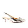 Imagem de Slingback Couro Prata Salto Baixo Cecconello 2473015-3