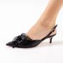 Imagem de Slingback Couro Preto Salto Baixo Cecconello 2473002-2