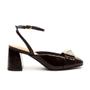 Imagem de Slingback Couro Preto Salto Bloco Alto Cecconello 2442026-1