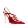 Imagem de Slingback Couro Vermelho Salto Alto Cecconello 2396002-9