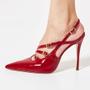 Imagem de Slingback Couro Vermelho Salto Alto Cecconello 2396002-9