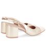 Imagem de Slingback Dourado Bege Salto Bloco Couro