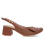 Imagem de Slingback Marrom Salto Bloco Couro Enfeite