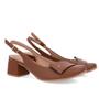 Imagem de Slingback Marrom Salto Bloco Couro Enfeite
