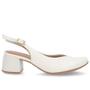 Imagem de Slingback Off-White Salto Bloco Couro Recorte V