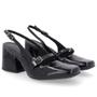 Imagem de Slingback Preto Salto Bloco Couro Detalhe Tira