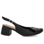 Imagem de Slingback Preto Salto Bloco Couro Enfeite