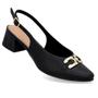 Imagem de Slingback Preto Salto Bloco Couro