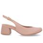 Imagem de Slingback Rosa Salto Bloco Couro Recorte V