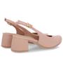 Imagem de Slingback Rosa Salto Bloco Couro Recorte V