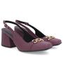 Imagem de Slingback Roxo Salto Bloco Couro Enfeite