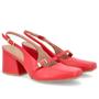 Imagem de Slingback Vermelho Salto Bloco Couro Detalhe Tira