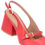 Imagem de Slingback Vermelho Salto Bloco Couro Detalhe Tira