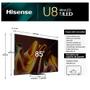 Imagem de Smart TV Hisense QLED 4K UHD 85" Polegadas 85U8N com Mini LED Sleep Timer, Entrada HDMI e Wi-Fi