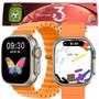 Imagem de Smartwatch Ultra 3 Tela 49mm Amoled Gps Ilha Dinamica 2Gb Gps Nfc Kit C/ Pulseira Pelicula e Case