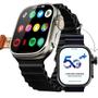 Imagem de  Smartwatch Ultra 5G Sistema Android 64GB Chip Câmera Integrada Celular de pulso WiFi 49mm 2025 4 Pulseiras